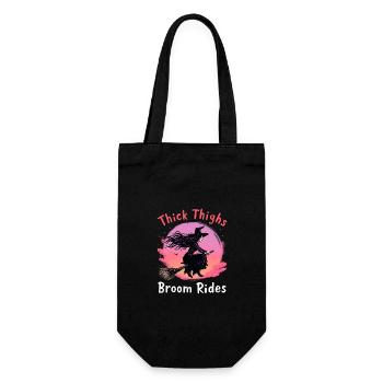Thick Thighs Broom Rides Halloween Vibes - Gift Bag for Bottles - black - Front