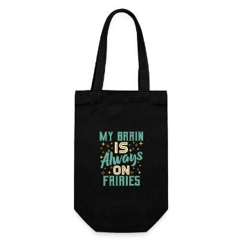 Mein Gehirn ist immer auf Fairies Fantasy Magic - Geschenkbeutel für Flaschen - Schwarz - Vorne