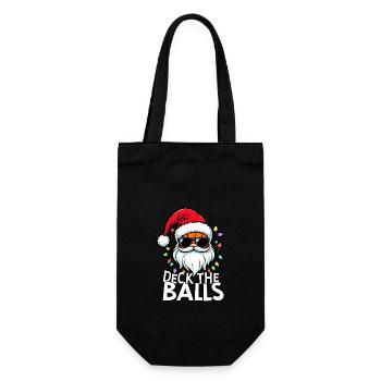 Basketball Im Weihnachtsmannkostüm "Deck The Balls - Geschenkbeutel für Flaschen - Schwarz - Vorne