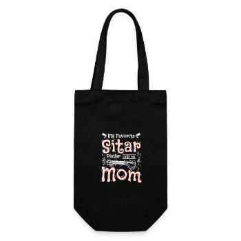 My favorite Sitar player calls me mom - Geschenkbeutel für Flaschen - Schwarz - Vorne