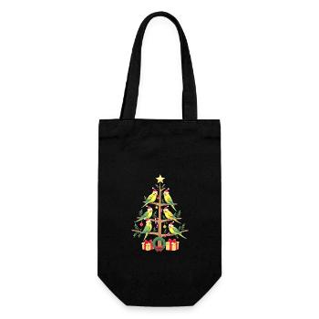Wellensittich Vogel Weihnachtsbaum - Weihnachten - Geschenkbeutel für Flaschen - Schwarz - Vorne