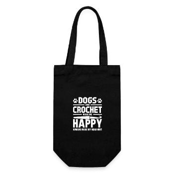 Dogs and crochet make me happy - Geschenkbeutel für Flaschen - Schwarz - Vorne