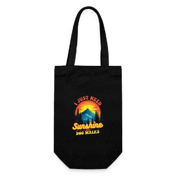 Ich brauche nur Sonnenschein und Hundespaziergänge Abenteuer - Geschenkbeutel für Flaschen - Schwarz - Vorne