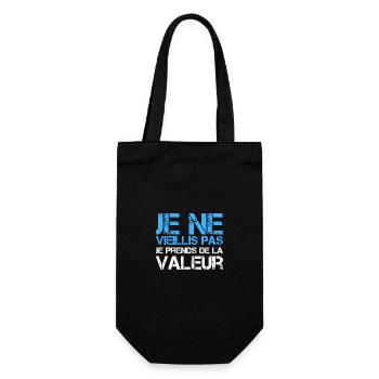 Ich werde nicht alt, ich steigere meinen Wert - Geschenkbeutel für Flaschen - Schwarz - Vorne