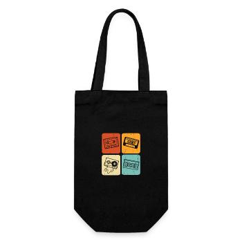 Oldschool costume with retro cassette - Gift Bag for Bottles - black - Front