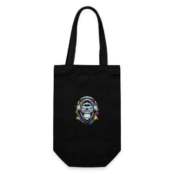 Affe mit DJ-Kopfhörern und Sonnenbrille - Geschenkbeutel für Flaschen - Schwarz - Vorne