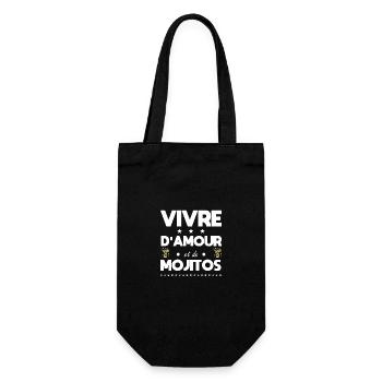 Leben von Liebe und Mojitos - Geschenkbeutel für Flaschen - Schwarz - Vorne