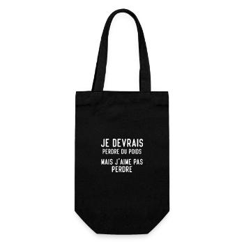 Ich sollte abnehmen, aber ich mag es nicht zu verlieren - Geschenkbeutel für Flaschen - Schwarz - Vorne