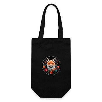 Colorful cute fox portrait with flowers - Gift Bag for Bottles - black - Front