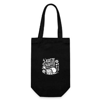 Katze und Kaffee ist alles was ich brauche - Geschenkbeutel für Flaschen - Schwarz - Vorne
