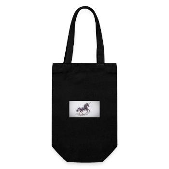 Glitzerndes Einhorn-Mosaik - Geschenkbeutel für Flaschen - Schwarz - Vorne