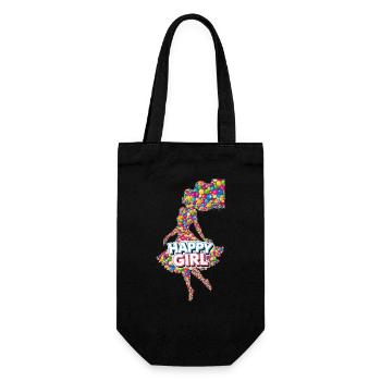 Happy Girl - Geschenkbeutel für Flaschen - Schwarz - Vorne