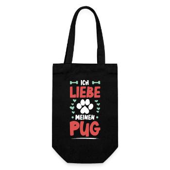 I love my Pug - Gift Bag for Bottles - black - Front