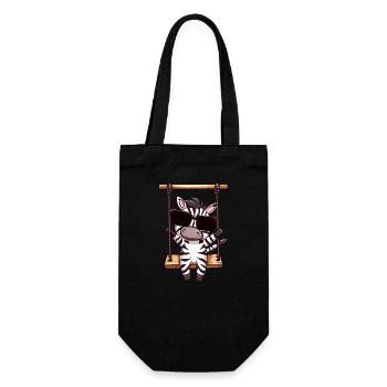 Zèbre Kawaii mignon, balançoire, mignon - Sac à bouteille - noir - Devant