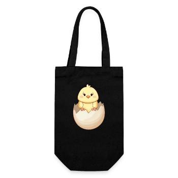 Cute kawaii chick, hatching from eggshell - Gift Bag for Bottles - black - Front