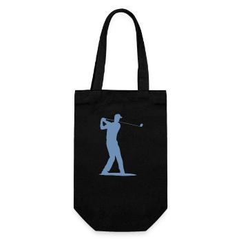 Golfspieler Silhouette - Abschlag Golf - Geschenkbeutel für Flaschen - Schwarz - Vorne