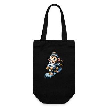Chimpanzee on snowboard winter winter sports - Gift Bag for Bottles - black - Front