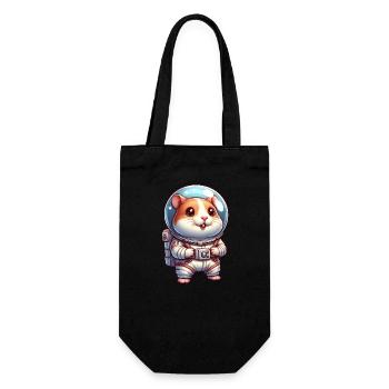 Cute hamster astronaut in space - Gift Bag for Bottles - black - Front