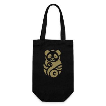 Panda Mother Child Silhouette Minimalist - Gift Bag for Bottles - black - Front