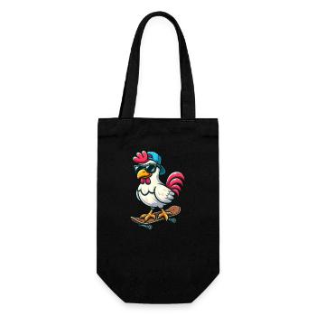 Funny Chicken Hen Rooster on Skateboard Comic - Gift Bag for Bottles - black - Front