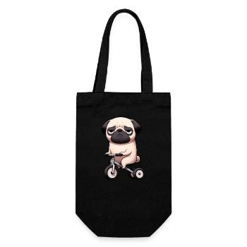 Funny Pug on Tricycle Bizarre Dog Running - Gift Bag for Bottles - black - Front