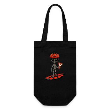 Halloween Alien Surfer Pizza Pizzaliebhaber Lustig - Geschenkbeutel für Flaschen - Schwarz - Vorne
