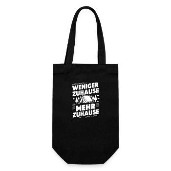 Weniger Zuhause Mehr Zelten Camping Camper Wandern - Geschenkbeutel für Flaschen - Schwarz - Vorne