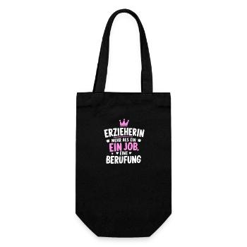 Erzieherin-Berufung Kita Dankeschön Präsent - Geschenkbeutel für Flaschen - Schwarz - Vorne