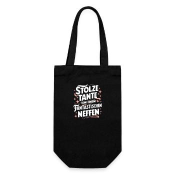 Tante-Neffe Stolz Spruch Liebe Familie Glück - Geschenkbeutel für Flaschen - Schwarz - Vorne