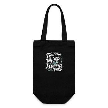 Trainerin-Tag-Leseratte-Nacht Lustige Frau Fitness - Geschenkbeutel für Flaschen - Schwarz - Vorne