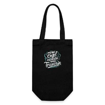 Engel Trainerin Geschenk Coach Fitness Dankeschön - Geschenkbeutel für Flaschen - Schwarz - Vorne