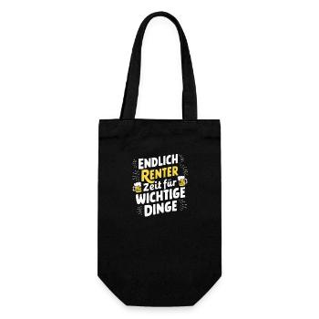 Endlich Rentner Ruhestand Abschiedsgeschenk - Geschenkbeutel für Flaschen - Schwarz - Vorne