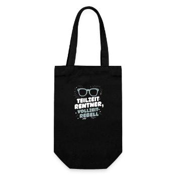 Teilzeit-Rentner Vollzeit-Rebell Ruhestand - Geschenkbeutel für Flaschen - Schwarz - Vorne