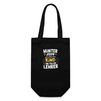 Hinter Kind Lehrer Tolle Anerkennung Dankeschön - Geschenkbeutel für Flaschen - Schwarz - Vorne