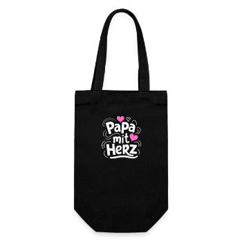 Papa mit Herz Du wirst Papa Bester Papa Vatertag - Geschenkbeutel für Flaschen - Schwarz - Vorne