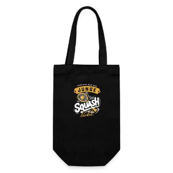 Junge, der Squash spielen liebt - Geschenkbeutel für Flaschen - Schwarz - Vorne