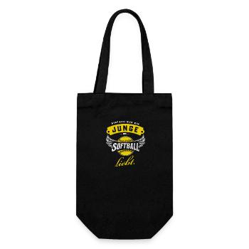 Junge, der Softball liebt - Geschenkbeutel für Flaschen - Schwarz - Vorne