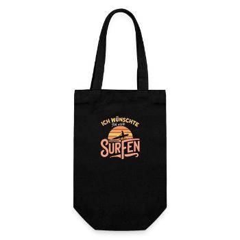 Ich wünschte, ich wäre Surfen, Surfboard, Surfing - Geschenkbeutel für Flaschen - Schwarz - Vorne