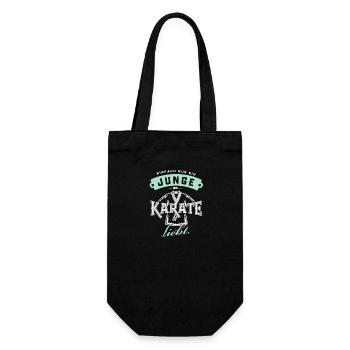 Karate-Junge Liebe Kampfsport Training Geburtstag - Geschenkbeutel für Flaschen - Schwarz - Vorne
