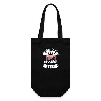 Danke Fußball Liebe Erinnerung Zeit Freude - Geschenkbeutel für Flaschen - Schwarz - Vorne