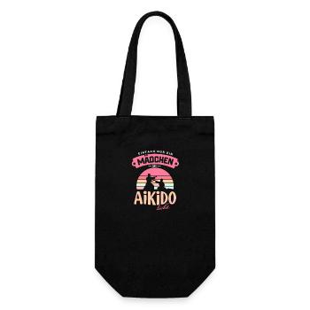 Mädchen Aikido Liebe Fan Kampfkunst Präsent - Geschenkbeutel für Flaschen - Schwarz - Vorne