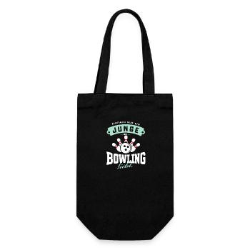 Junge liebt Bowling Kegel Fan Geschenkidee - Geschenkbeutel für Flaschen - Schwarz - Vorne