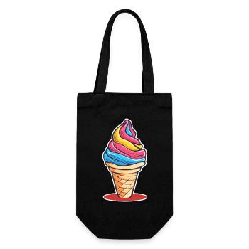 Eiscreme Regenbogen - Geschenkbeutel für Flaschen - Schwarz - Vorne