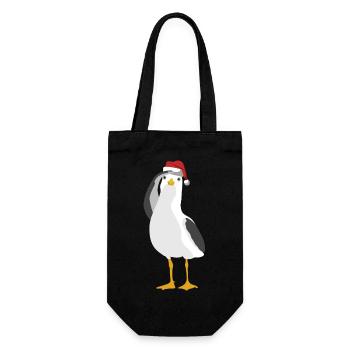 Seagull with Christmas cap Northern Germany maritime - Gift Bag for Bottles - black - Front