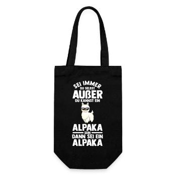 Alpaka - Geschenkbeutel für Flaschen - Schwarz - Vorne