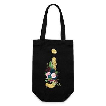 Buchstabe j gold floral - Geschenkbeutel für Flaschen - Schwarz - Vorne