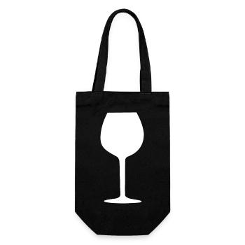 Weinglas weiß Rotwein Weißwein Geschenk  - Geschenkbeutel für Flaschen - Schwarz - Vorne