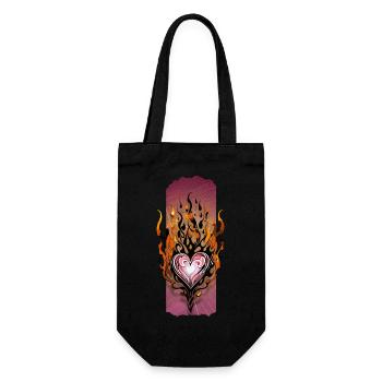 Passionate Inferno: Flaming Heart - Gift Bag for Bottles - black - Front