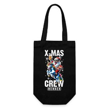 Weihnachts Crew Weihnachtsmann Einhorn - Geschenkbeutel für Flaschen - Schwarz - Vorne