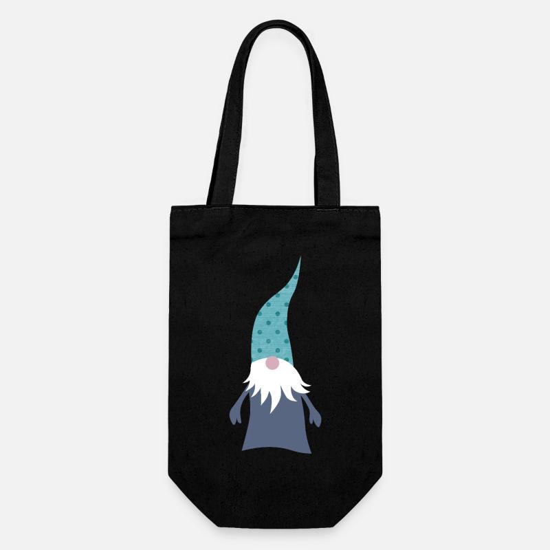 Gnome Dots Points Woodland Gnome Nursery Xmas - Gift Bag for Bottles - black